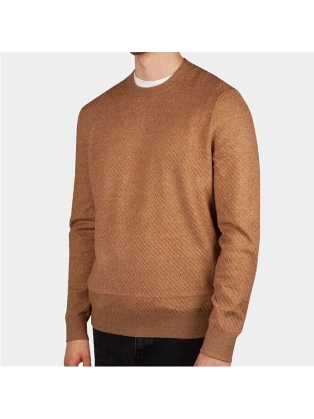 New Ted Baker Textured Crew Neck Sweater in Tan